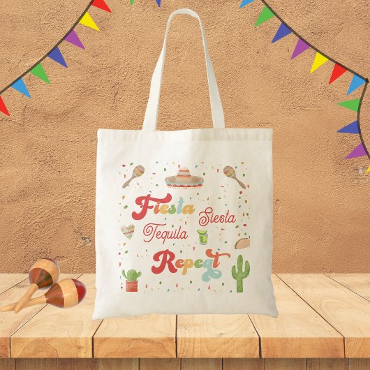 Groovy Fiesta Siesta Tequila Repat Bachelorette Tote Bag