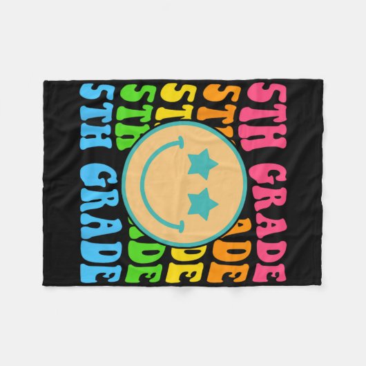 Groovy Fifth Grade Vibes Face Retro Teachers Byck Fleece Deken (Voorkant (Horizontaal))