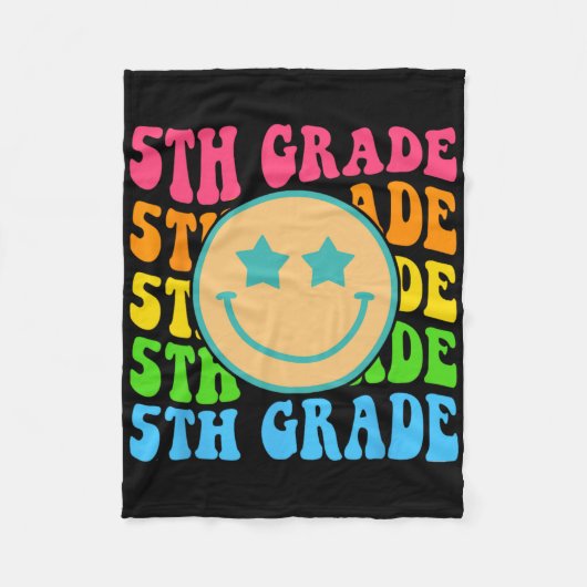Groovy Fifth Grade Vibes Face Retro Teachers Byck  Fleece Deken (Voorkant)