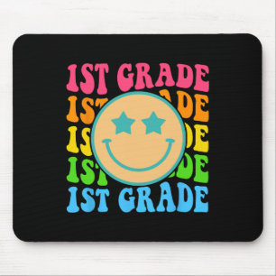 Groovy First Grade Vibes Face Retro Teachers Back Muismat