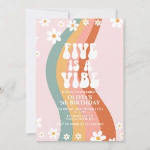 Groovy Five is a Vibe madeliefje regenboog 5e verj Kaart