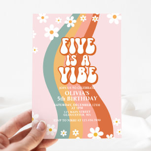 Groovy Five is a Vibe madeliefje regenboog 5e verj Kaart