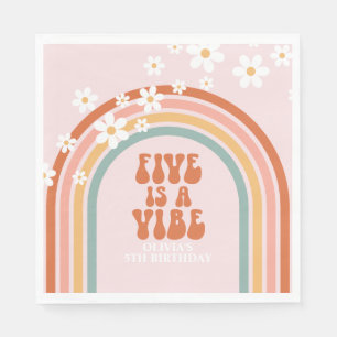 Groovy Five is a vibe madeliefje regenboog 5e verj Servet