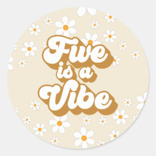 Groovy Five is a Vibe retro Daisy 5e verjaardag Ronde Sticker