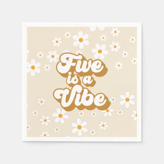 Groovy Five is a Vibe Retro Daisy 5e verjaardag Servet (Voorkant)