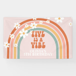 Groovy Five is een Vibe Regenboog Daisy Verjaardag Spandoek
