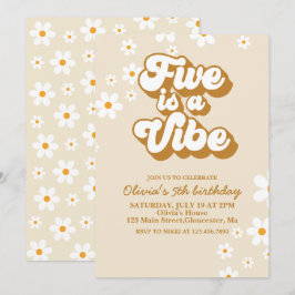 Groovy Five is een Vibe Retro Daisy 5e verjaardag Kaart