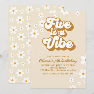Groovy Five is een Vibe Retro Daisy 5e verjaardag Kaart
