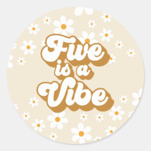 Groovy Five is een Vibe retro Daisy 5e verjaardag Ronde Sticker
