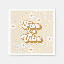 Groovy Five is een Vibe Retro Daisy 5e verjaardag Servet