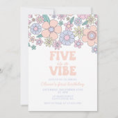 Groovy Five is een Vibe Retro Floral 5e verjaardag Kaart (Voorkant)