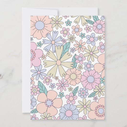 Groovy Five is een Vibe Retro Floral 5e verjaardag Kaart (Achterkant)