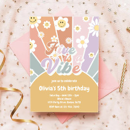 Groovy Five is een Vibe Retro Sunshine 5e verjaard Kaart