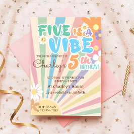 Groovy Five is een Vibe Retro Sunshine 5e verjaard Kaart