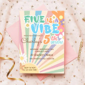 Groovy Five is een Vibe Retro Sunshine 5e verjaard Kaart