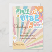 Groovy Five is een Vibe Retro Sunshine 5e verjaard Kaart (Voorkant)