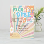 Groovy Five is een Vibe Retro Sunshine 5e verjaard Kaart (Staand voorkant)