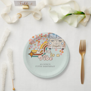 Groovy Five vibe daisy van 5e verjaardag Papieren Bordje