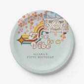 Groovy Five vibe daisy van 5e verjaardag Papieren Bordje (Voorkant)