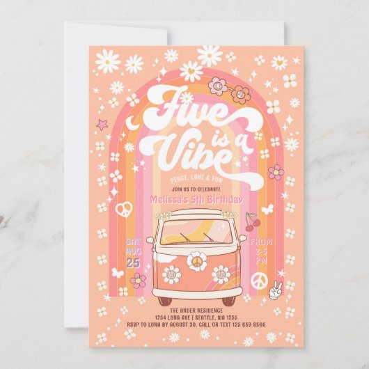 Groovy Five viert vijfde verjaardag van Vibe Van B Kaart (Voorkant)