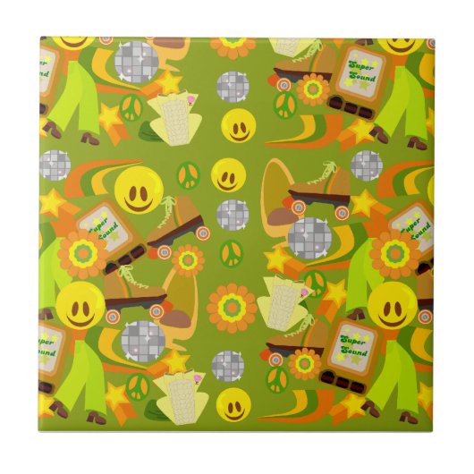 Groovy Flashback Pattern Tegeltje (Voorkant)