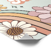 Groovy Floral 1e Verjaardag Retro Welkomstbord Poster (Hoek)