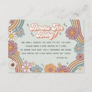 Groovy Floral 70s boeken voor baby Invitation Invo Informatiekaartje