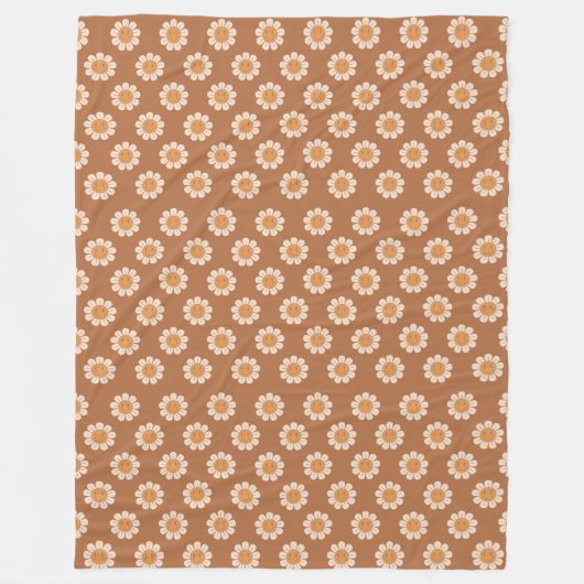Groovy Floral 70s Pastel Copper Smiling Daisies Fleece Deken (Voorkant)