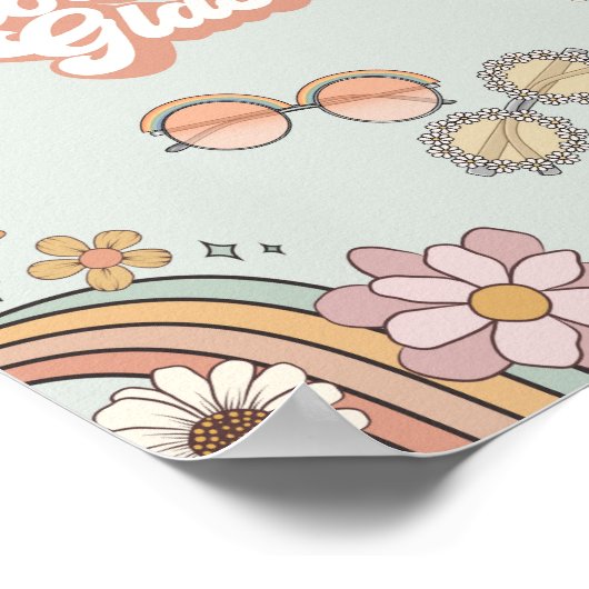 Groovy Floral 70s Retro tattoo voorkeursbord Poster (Hoek)