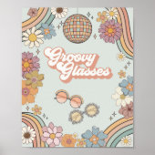 Groovy Floral 70s Retro tattoo voorkeursbord Poster (Voorkant)