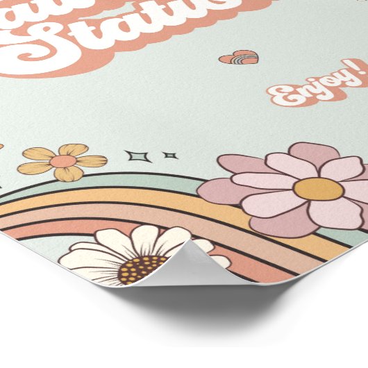 Groovy Floral 70s Retro tattoo voorkeursbord Poster (Hoek)