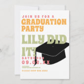 Groovy Floral 80s Retro Afstuderen Kaart (Voorkant)