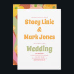 Groovy Floral 80s Retro Vintage Wedding Invitation Kaart<br><div class="desc">Hand Drawn Floral and Abstract Pattern Groovy Wedding Invitations</div>