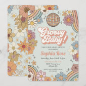Groovy Floral Baby shower, jaren 70 retro thema ui (Voorkant / Achterkant)