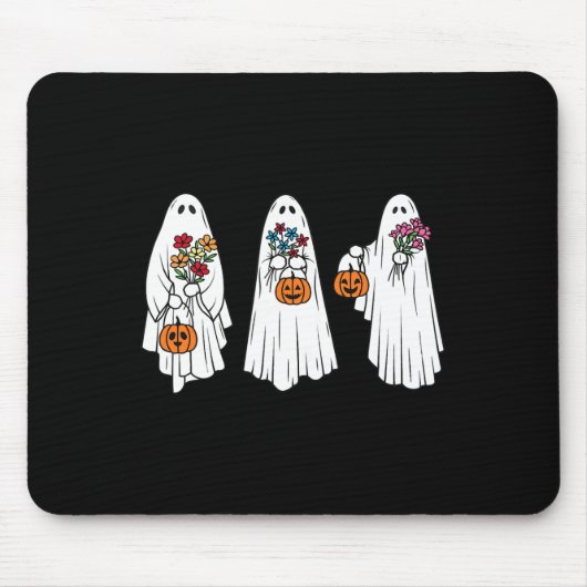 Groovy  Floral Ghost Cute Halloween Spooky Muismat (Voorkant)