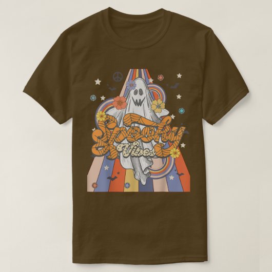 Groovy  Floral Ghost Hippie Halloween Spook T-shirt (Design voorkant)