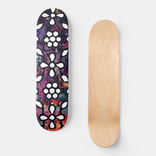 Groovy Floral Grunge Art Skateboard (Voorkant)