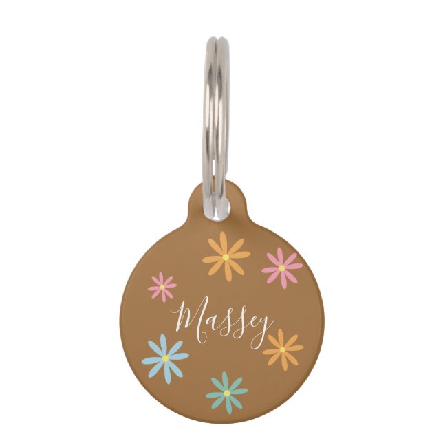 Groovy Floral Name Pattern Huisdierpenning (Voorkant)