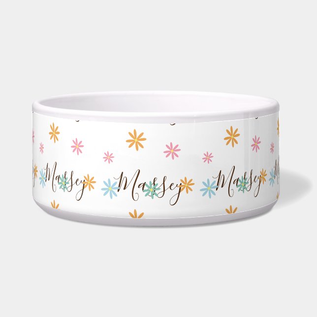 Groovy Floral Name Pattern Voerbakje (Voorkant)