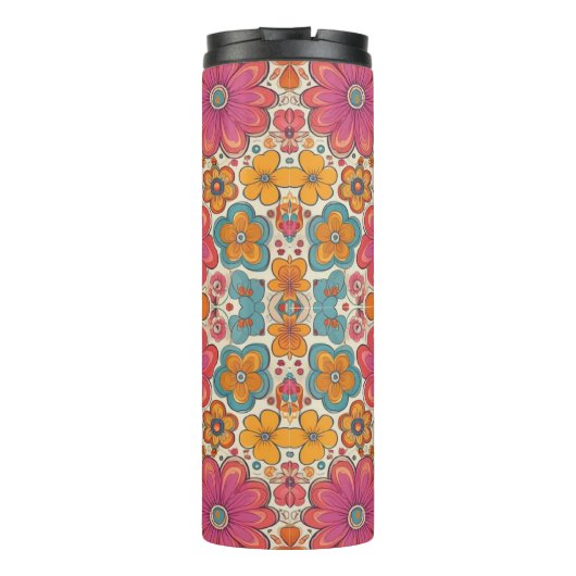 Groovy Floral Power Pattern Thermosbeker (Achterkant)
