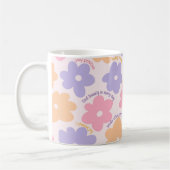 Groovy Floral Quote Gift, Retro Positieve Zelfzorg Koffiemok (Links)