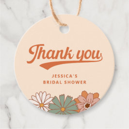 Groovy Floral Retro 70s Dank u Bedankjes Labels