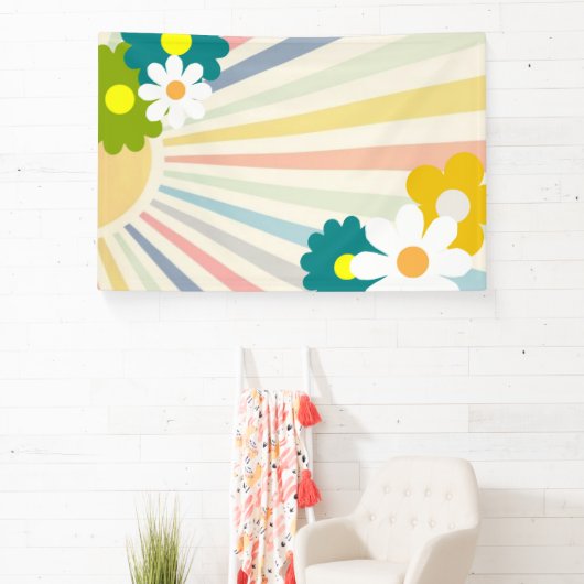 Groovy, floral, retro, hippie, boho, Banner (Insitu)