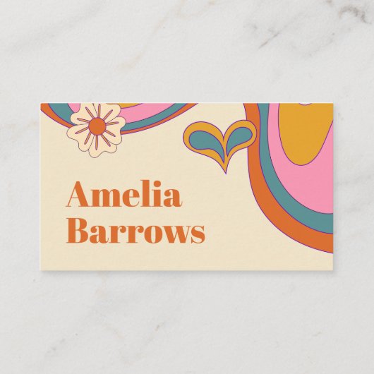 Groovy Floral Retro Kleurrijke Abstracte jaren 70  Visitekaartje (Achterkant)