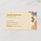 Groovy Floral Retro Kleurrijke Abstracte jaren 70  Visitekaartje (Voorkant)