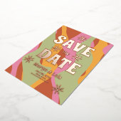 Groovy Florals Save the Date Ppress Folie Uitnodiging (Gedraaid)