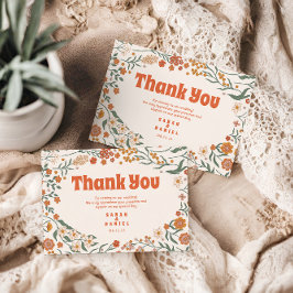 Groovy Florar  Retro bruiloft Bedankkaart