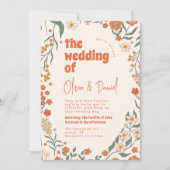 Groovy Florar  Retro bruiloft Kaart (Voorkant)