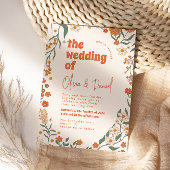 Groovy Florar  Retro bruiloft Kaart