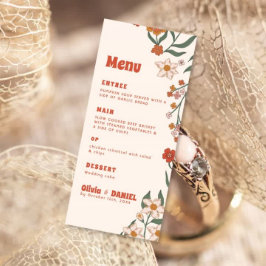 Groovy Florar  Retro bruiloft Menu